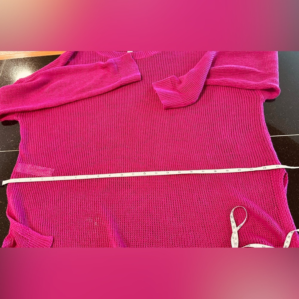 Eileen Fisher 100% Organic Linen Open Knit Sweater-side Slits- -berry- sz .Med - Picture 11 of 16